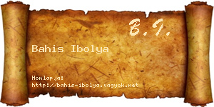 Bahis Ibolya névjegykártya